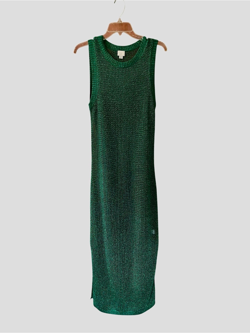 a.new day Emerald Green Metallic Crochet Maxi Dress - Size M - Picture 2 of 9